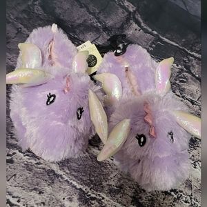 Girls fluffy dragon slippers - purple bnwt
